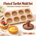YEVQORUX 8-Cavity Fluted Tartlet Silicone Mold Set with Pastry Press - Mini Tart & Pie Shell Pan