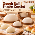 YEVQORUX 3-Size Dough Ball Shaper Cup Set with Nesting Holder – Manual Bread Roll & Pizza Dough Rounding Tools