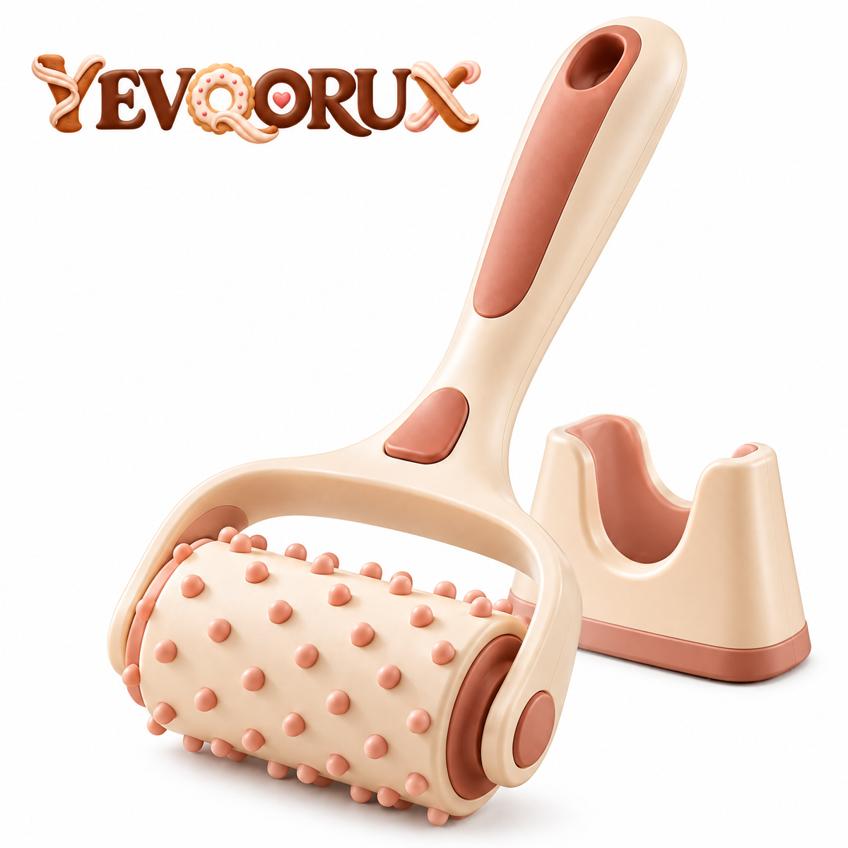 YEVQORUX Pastry Docker Roller with Easy-Grip Handle & Stand – Manual Dough Docking Tool for Pie Crust, Crackers and Flatbread