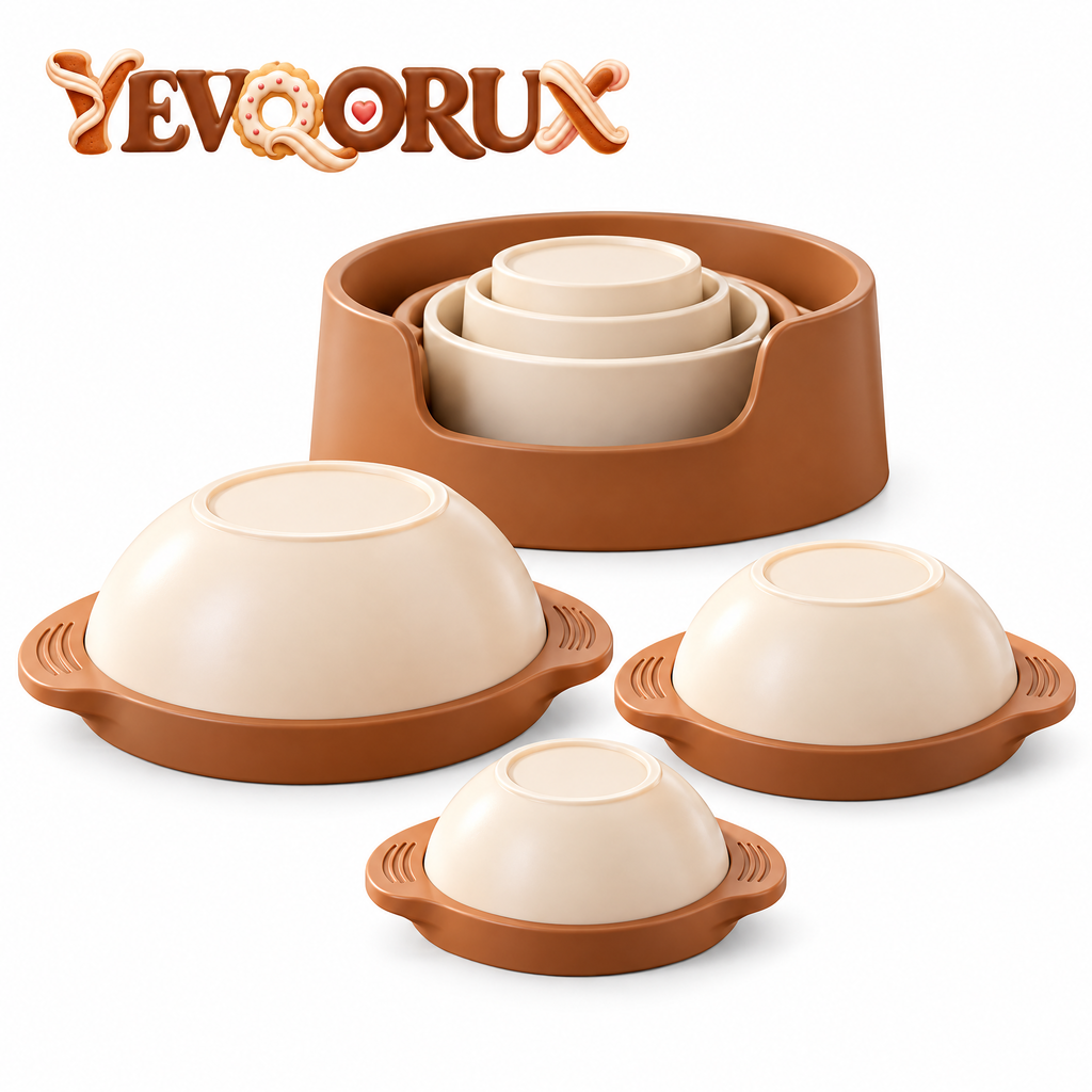 YEVQORUX 3-Size Dough Ball Shaper Cup Set with Nesting Holder – Manual Bread Roll & Pizza Dough Rounding Tools